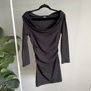 H&M Long Sleeve Off Shoulder Black Mini Dress Size S